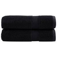 VidaXL Badhanddoeken solund 2 st 600 g/m² 70x140 cm zwart - thumbnail