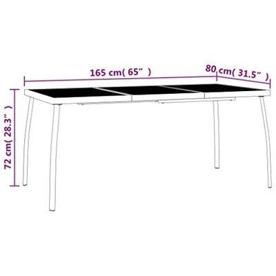 Tuintafel 165x80x72 cm staalgaas antracietkleurig