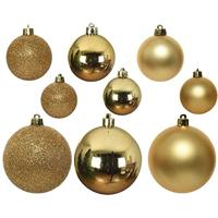 30 Kerstballen plastic glans-mat-glitter assorted licht goud KSD - Ksd - thumbnail