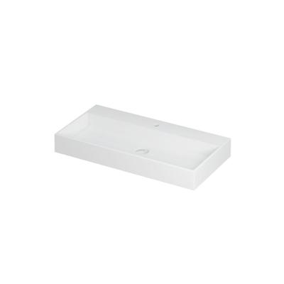 INK United Wastafel Porselein met 1 Kraangat incl. Porseleinen Click Plug en Verborgen Overloop Systeem - 900x450x110 mm - Mat Wit