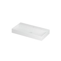 INK United Wastafel Porselein met 1 Kraangat incl. Porseleinen Click Plug en Verborgen Overloop Systeem - 900x450x110 mm - Mat Wit - thumbnail