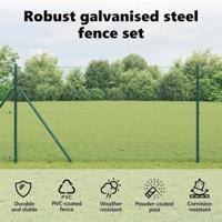 VidaXL Afrasteringspaal groen 25 x 1 m (16 x 16 mm gaas) staal - thumbnail