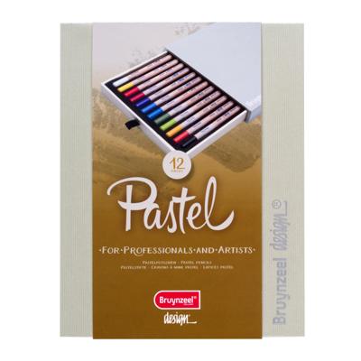 Pastelpotlood Bruynzeel Design met luxe bewaardoos set à 12 kleuren | 6 stuks