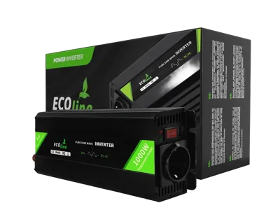EcoLine 24V naar 230V Omvormer - 1000W Continu / 2000W Piek - Zuivere Sinusgolf - Auto Omvormer met Afstandsbediening