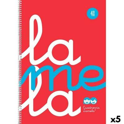 Boek over Ringen Lamela Rood Din A4 80 Lakens (5 Stuks)