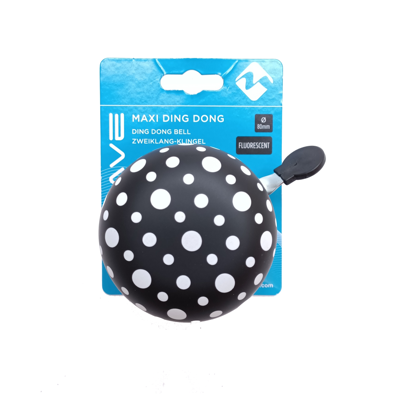 M-Wave bel ding-dong 80mm zwart-wit, glow in the dark (hangverpakking)