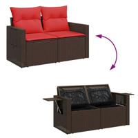 6-delige Loungeset met kussens poly rattan acacia bruin - thumbnail