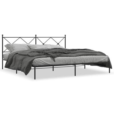 Bedframe met hoofdbord metaal zwart 200x200 cm