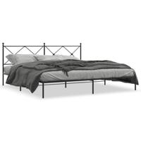 Bedframe met hoofdbord metaal zwart 200x200 cm - thumbnail