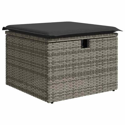 6-delige Loungeset met kussens poly rattan grijs - thumbnail