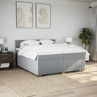 Boxspring met matras stof lichtgrijs 200x200 cm - thumbnail