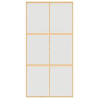 Schuifdeur 102,5x205 cm mat ESG-glas en aluminium goudkleurig - thumbnail