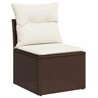 5-delige Loungeset met kussens poly rattan bruin - thumbnail