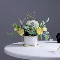 Smeedijzeren draagbare frame Hydrangea bloempot decoratie ornamenten Home studie Office bruiloft decoratie (licht geel) - thumbnail