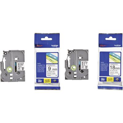 Brother TZe-221 + TZe-241 Labeltape Set van 2 stuks Tapekleur: Wit Tekstkleur: Zwart 9 mm, 18 mm 8 m Brother TZe-221 + TZe-241 Labeltape Set van 2 stuks Tapekleur: Wit Tekstkleur: Zwart 9 mm, 18 mm 8 m