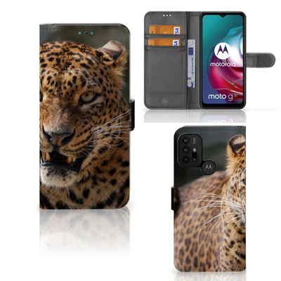 Motorola Moto G10 | G20 | G30 | Telefoonhoesje | Met pasjeshouder | Luipaard