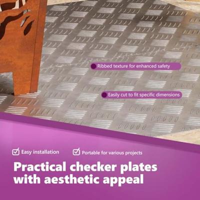 VidaXL Trap tread rechthoekig 4 pcs zilver 80 x 50 cm aluminium