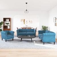 3-delige Loungeset fluweel blauw - thumbnail