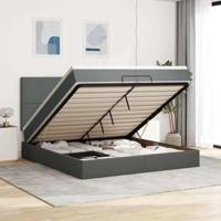 Ottoman bed met matrassen 200x200cm stof donkergrijs - thumbnail