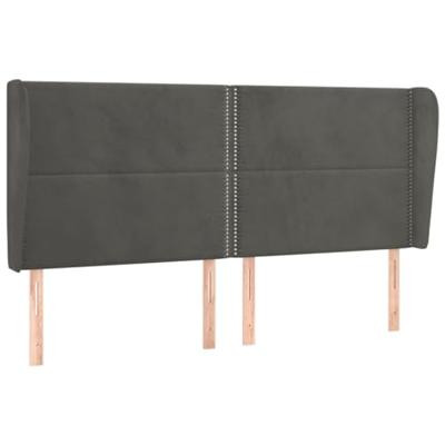 Hoofdbord met randen 163x23x118/128 cm fluweel donkergrijs