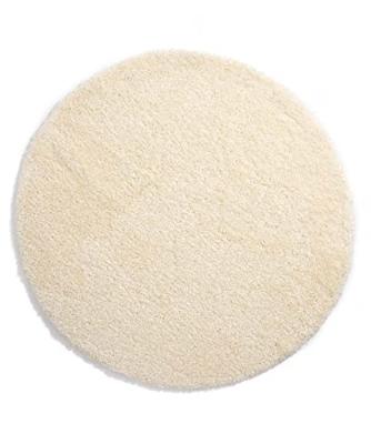 Tapeso Rond hoogpolig vloerkleed shaggy Grand effen - crème - 80 cm