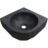 Wiesbaden Raw Hardsteen Hoekfontein 30x30x10 cm - Zwart Gezoet - thumbnail