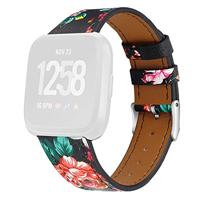 Fitbit Versa 1 / 2 & Lite leren bandje - Bloemenprint - thumbnail