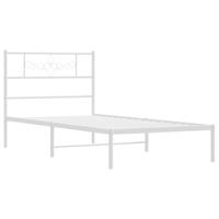 Bedframe met hoofdbord metaal wit 80x200 cm - thumbnail