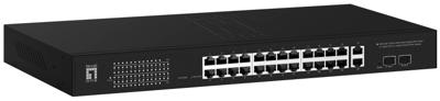 LevelOne gep-2841 28-port web smart managed switch, l2, gigabit ethernet, power over ethernet (poe)