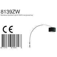 Steinhauer Wand BooglampSparkled zwart met groen velourse kap - 8139ZW - thumbnail