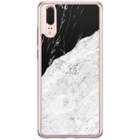 Huawei P20 siliconen hoesje - Marmer zwart grijs - thumbnail