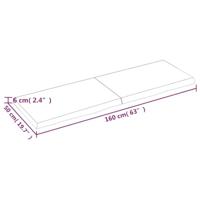 Wandschap 160x50x(2-6)cm behandeld massief eikenhout lichtbruin - thumbnail