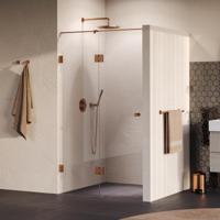 Brauer Void - Carving Nisdeur - 2-Delig - Helder Glas - 120 x 200 cm - Omkeerbaar - met Draaideur 60 cm - Aan Glas - incl. Glascoating - PVD Koper Geborsteld - thumbnail