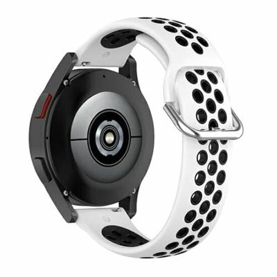 By Qubix - Compatible met Garmin Forerunner 55/245 / 645 - Siliconen sportbandje met gesp - Wit + zwart - Compatible Garmin bandje
