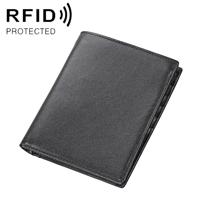 8235 Antimagnetic RFID Multi-function Crazy Horse Texture Leather Wallet Passport Bag (Black) - thumbnail