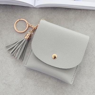 Mode vrouwen portemonnee korte lederen mini casual ID kaarthouders tassen dames Coin Clutch kwast tas (grijs) Mode vrouwen portemonnee korte lederen mini casual ID kaarthouders tassen dames Coin Clutch kwast tas (grijs)