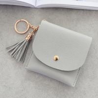 Mode vrouwen portemonnee korte lederen mini casual ID kaarthouders tassen dames Coin Clutch kwast tas (grijs) - thumbnail