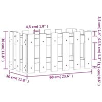 VidaXL Plantenbak met hekontwerp 60x30x30 cm massief grenenhout - thumbnail