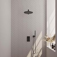 Mat Zwarte Thermostatische Inbouw Regendouche Set met 3-Weg Omstelling en Handdouche - thumbnail