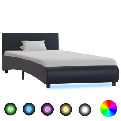 Bedframe met LED kunstleer zwart 90x200 cm Bedframe met LED kunstleer zwart 90x200 cm