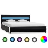 vidaXL Bedframe met LED kunstleer zwart 160x200 cm - thumbnail