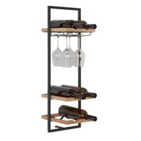 Wandplank Winemate D (6fles/4glas) | Hout  | Eikenhout | Lichtbruin Zwart - thumbnail