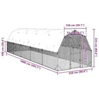 Kippenren met dak 2,5x10x2,25 m gegalvaniseerd staal - thumbnail