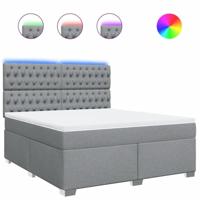Boxspring met matras stof lichtgrijs 180x200 cm - thumbnail