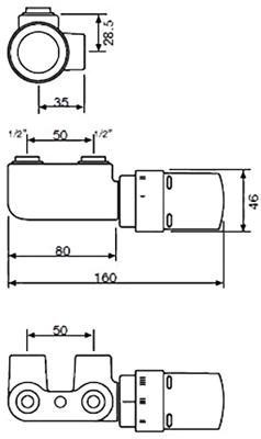 Vasco radiatorkraan middenaansluiting 1188 haaks chroom