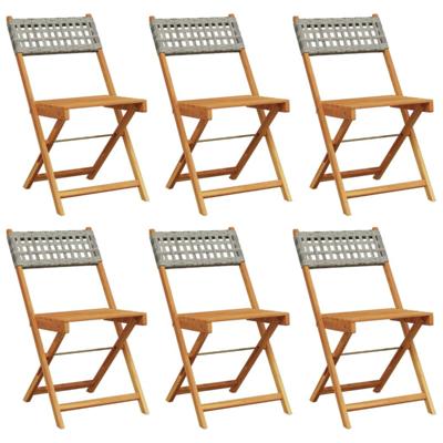 Tuinstoelen 6 st inklapbaar poly rattan en massief hout grijs