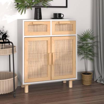 Dressoir 60x30x75 cm massief grenenhout en rattan wit Dressoir 60x30x75 cm massief grenenhout en rattan wit