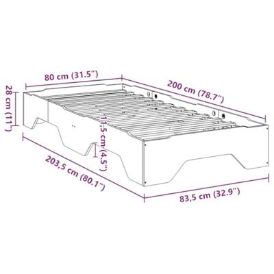 Bedframe zonder matras stapelbaar 80x200 cm massief hout wit