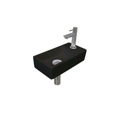 INK - Fonteinpack Porselein Rechts incl. Fonteinkraan - Design Sifon - Design Plug en Montageset - 360x180x90 Mm - Mat Zwart/chroom