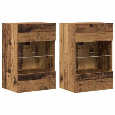 Tv-wandmeubels met LED 2 st 40x30x60,5 cm oud houtkleurig